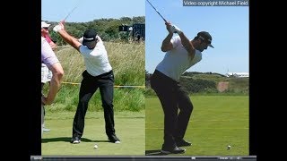 Jon Rahm golf swing  Long Iron faceon amp downtheline July 2017 [upl. by Yonatan]