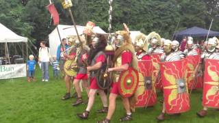 Roman Reenactment at the Amphitheatre in Caerleon Marching In [upl. by Akerley44]