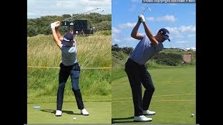 Justin Thomas golf swing  Long Iron faceon amp downtheline July 2017 [upl. by Lail]