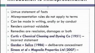 Misrepresentation Lecture 1 of 4 [upl. by Adrell]